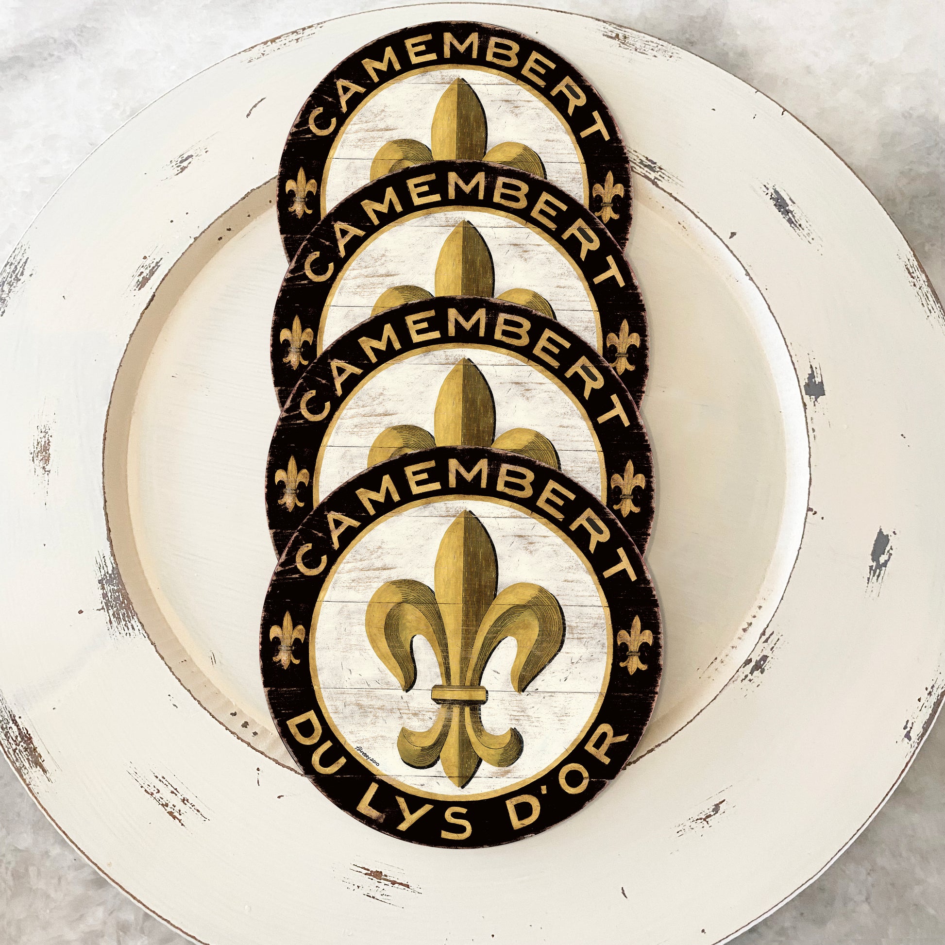 Black & Gold Fleur De Lis Coasters (set of 4)