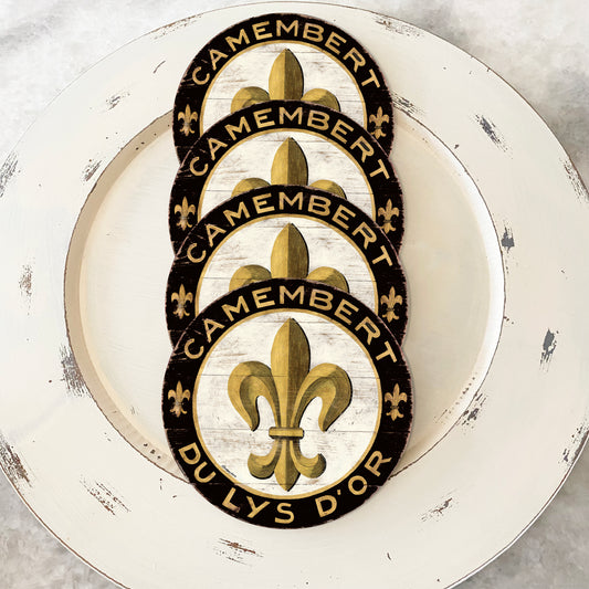 Black & Gold Fleur De Lis Coasters (set of 4)