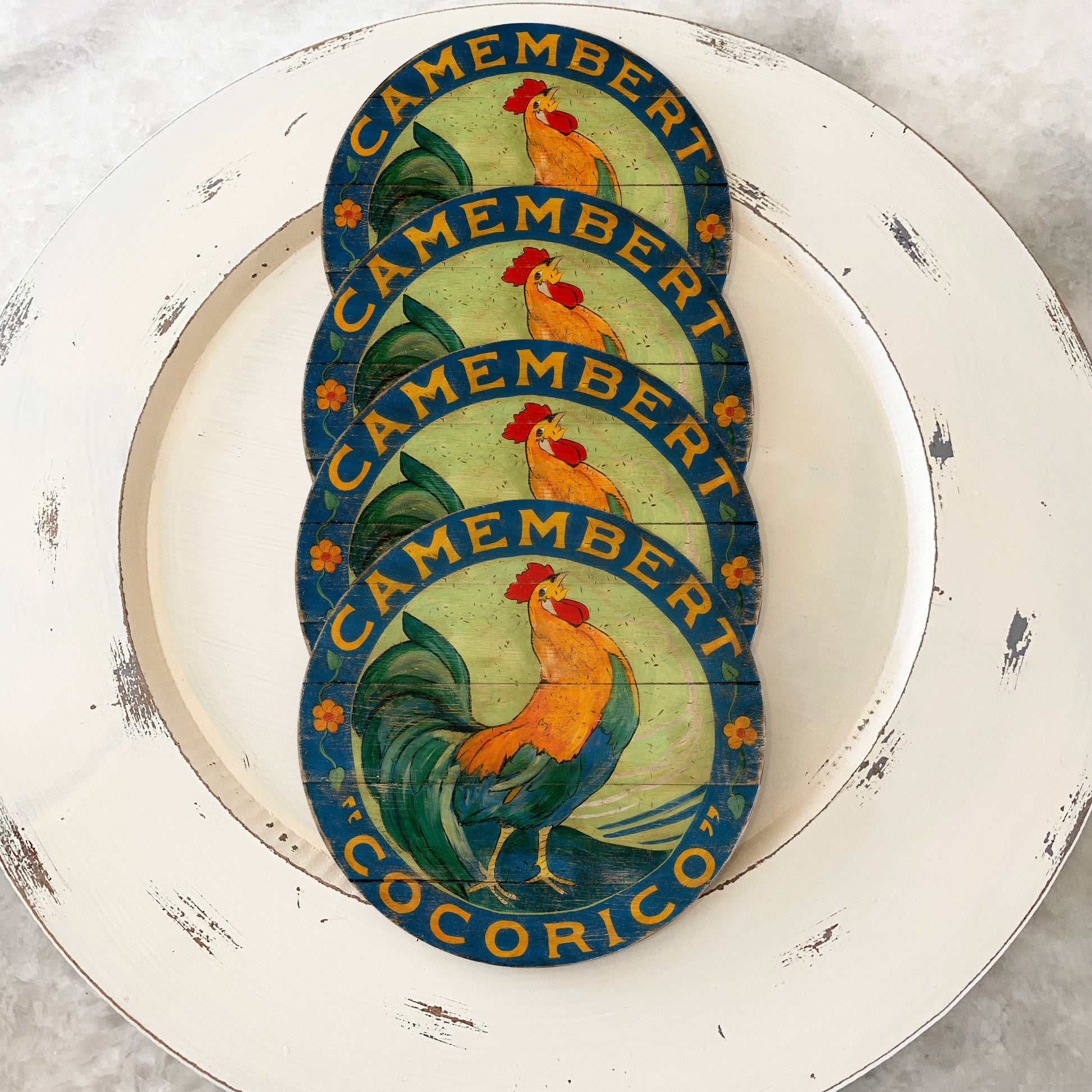 Blue Rooster Coasters (set of 4)