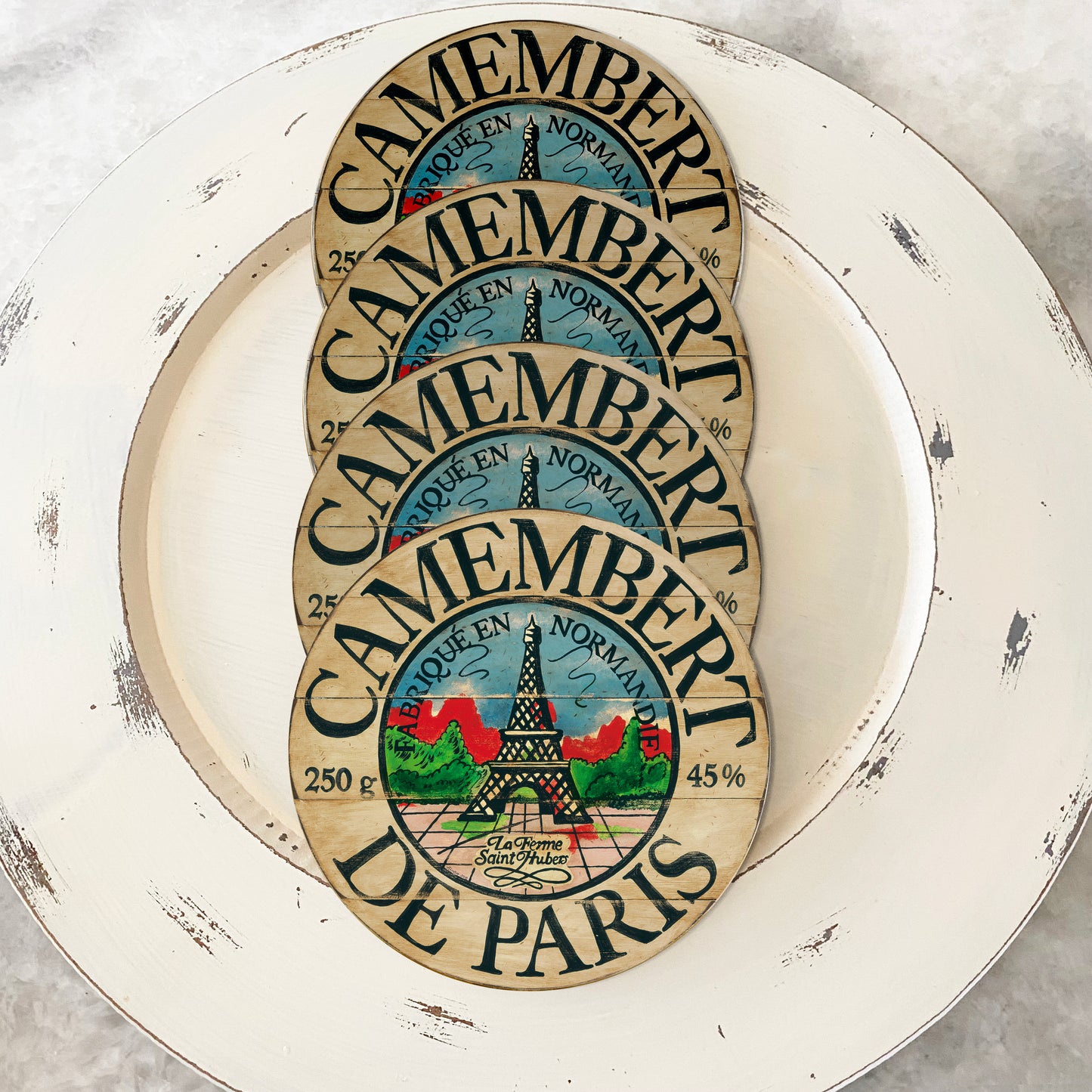 Eiffel Tower Camembert Coasters (set of 4)