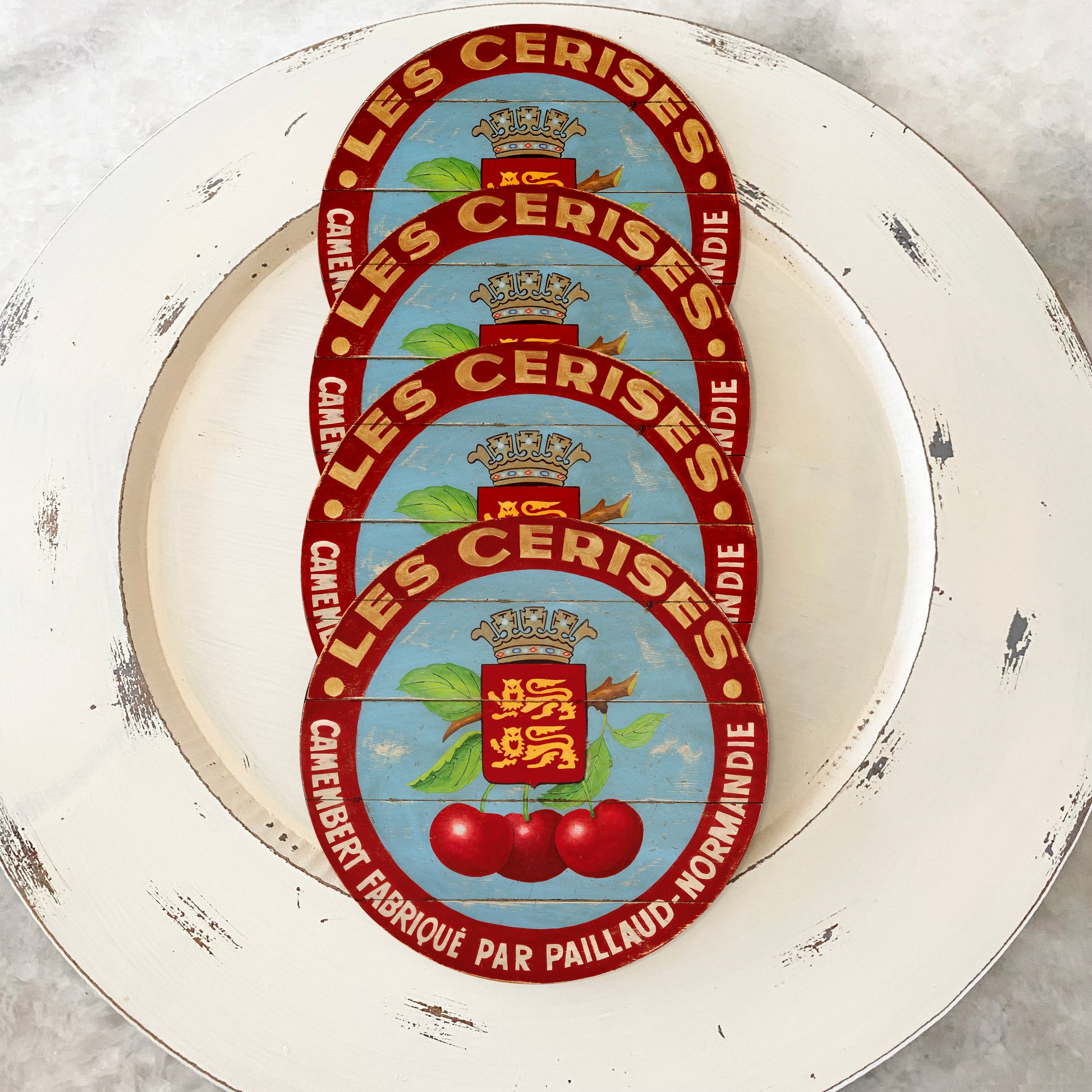 Cherries with Red Border Coasters with Red Border (set of 4)