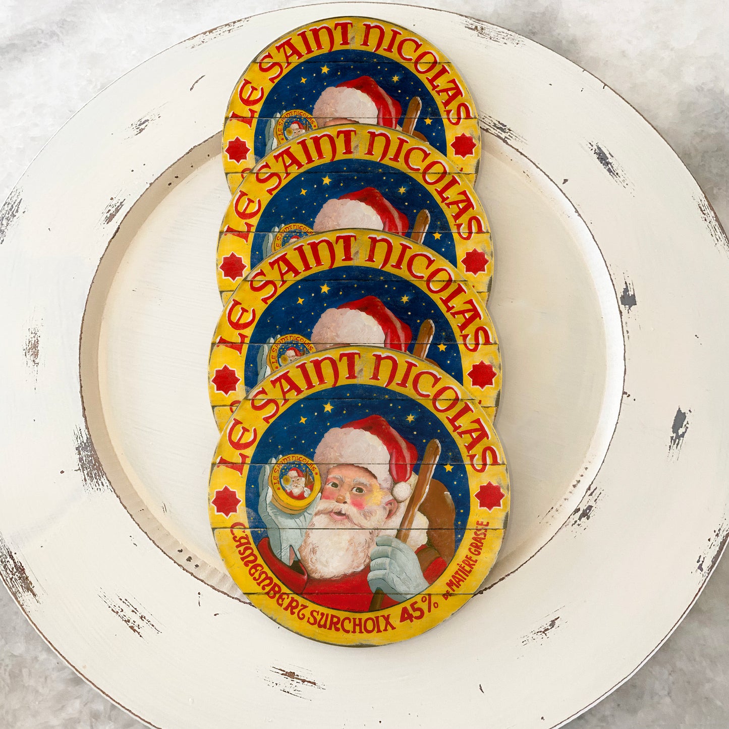 Santa Clause Christmas Coasters (set of 4)