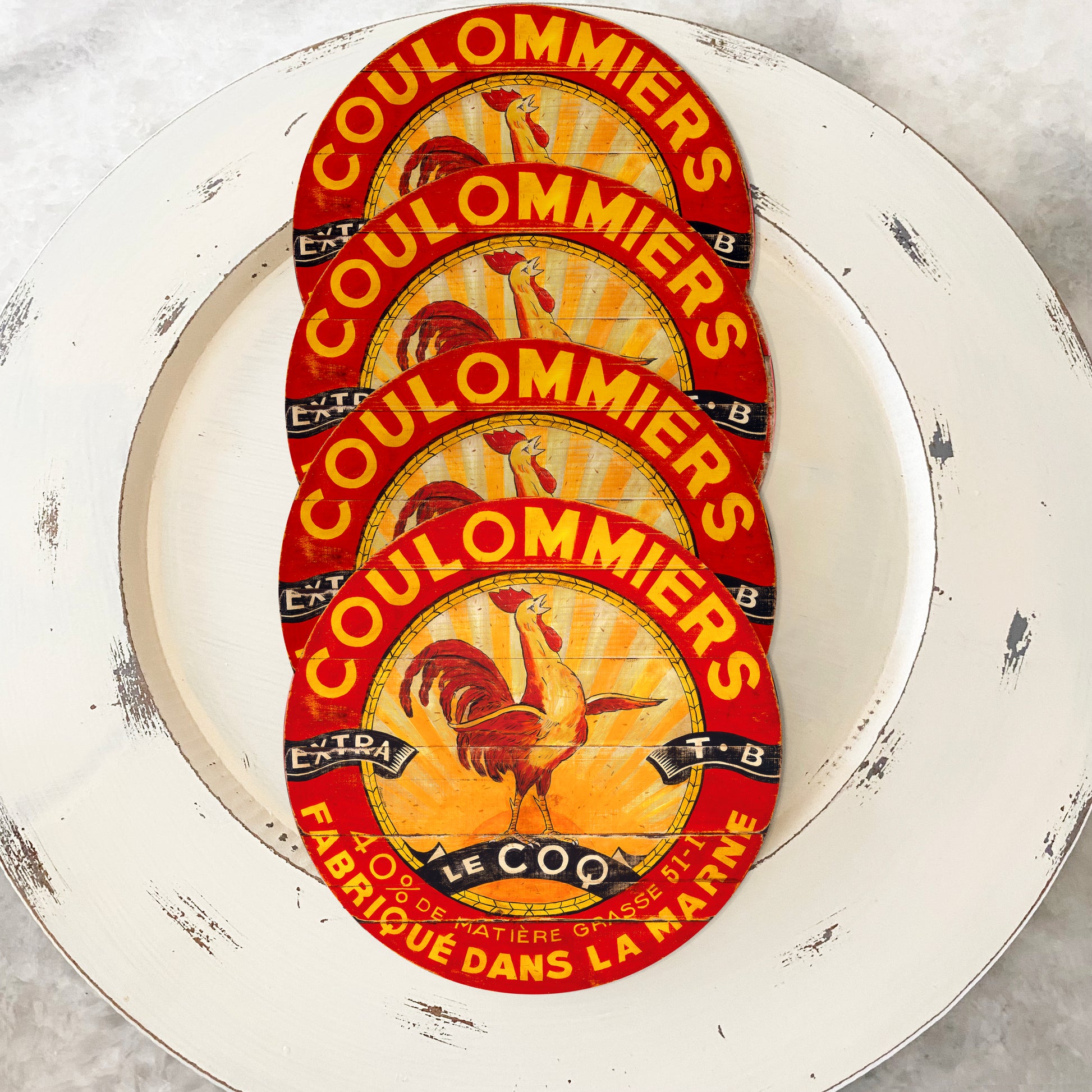 Red and Yellow Sun Rooster Coasters (set of 4)