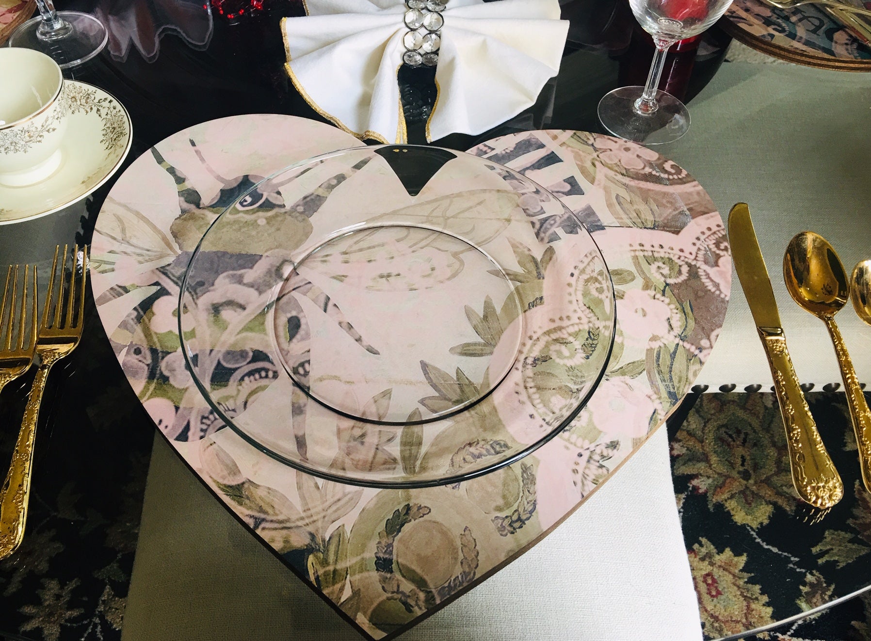 Heart Board Gold and Cream Bee Art Decor