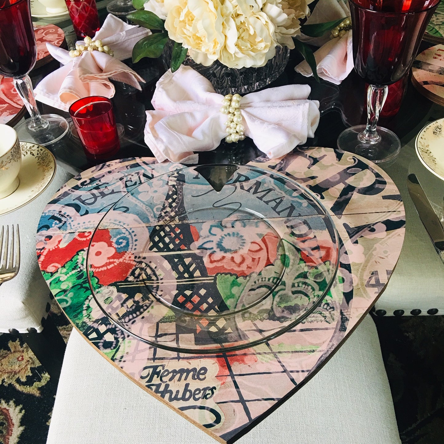 Heart Board Paris Eiffel Tower Art Decor