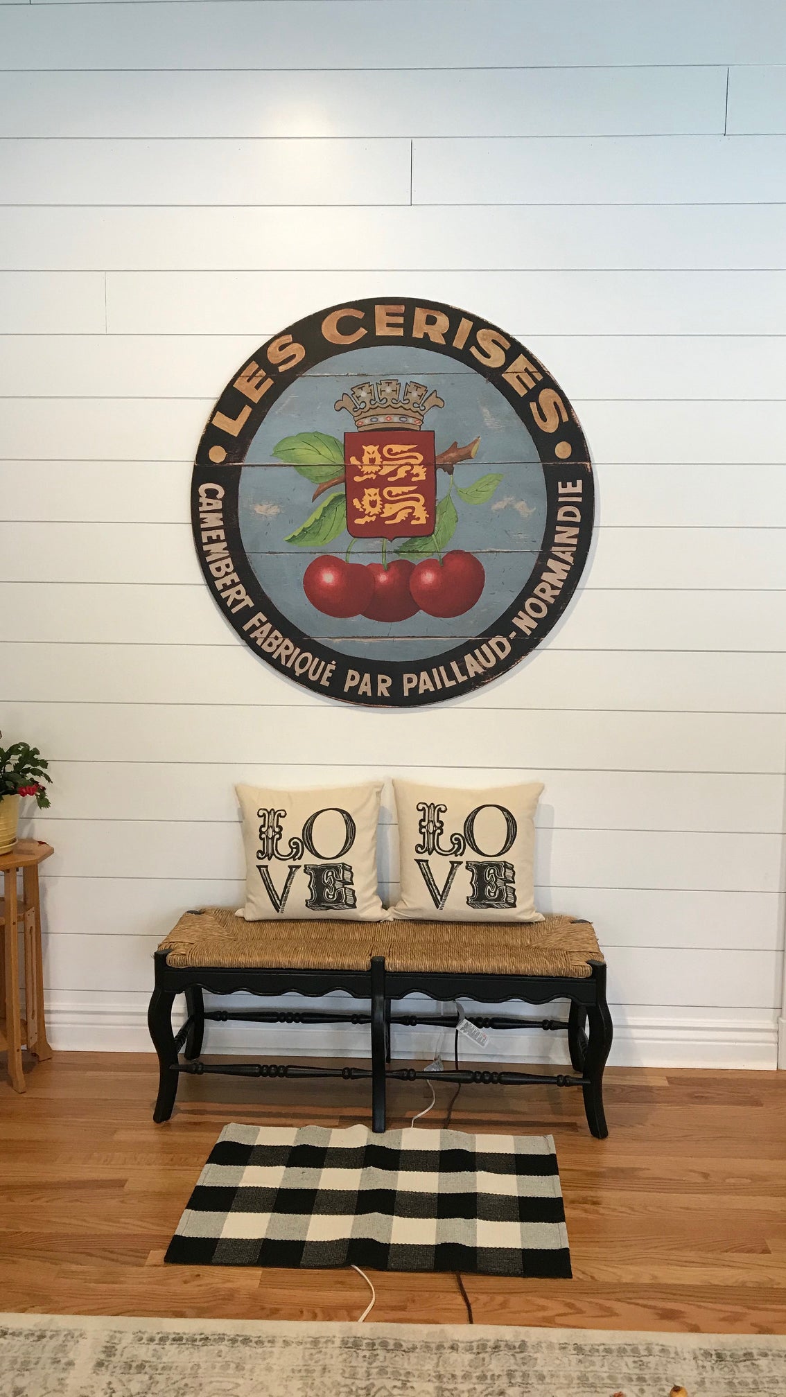 Red Cherries with Black Border Wall Art or Lazy Susan