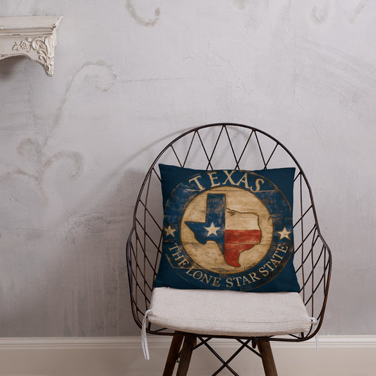 Texas Throw Pillow on Blue 18 x 18