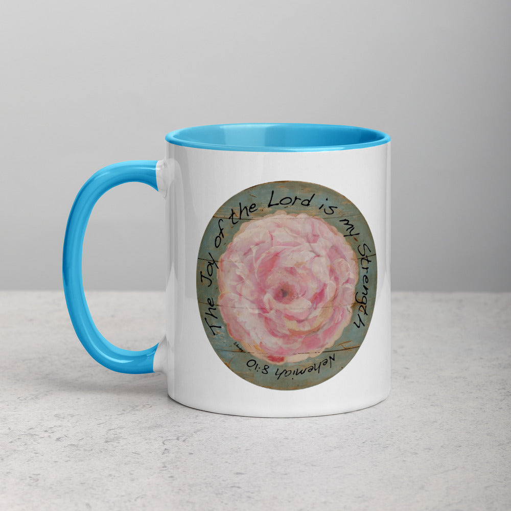 Pink Flower Joy Mug with Color Inside