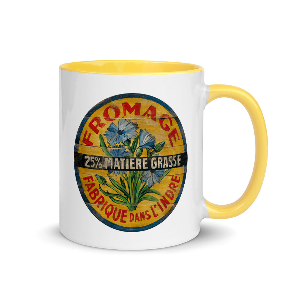Blue Flower on Yellow Mug with Color Inside