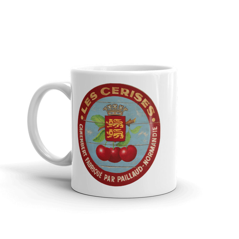 Cherries with Red Border White Glossy Mug