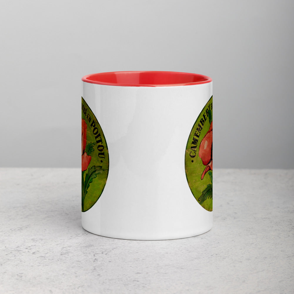 Pink Poppy Mug on green with Color Inside