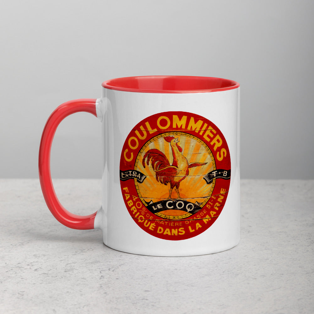 Red and Yellow Rooster Mug with Color Inside