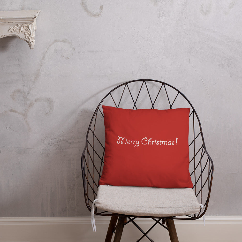 Christmas Tree Throw Pillow on Red 18 x 18