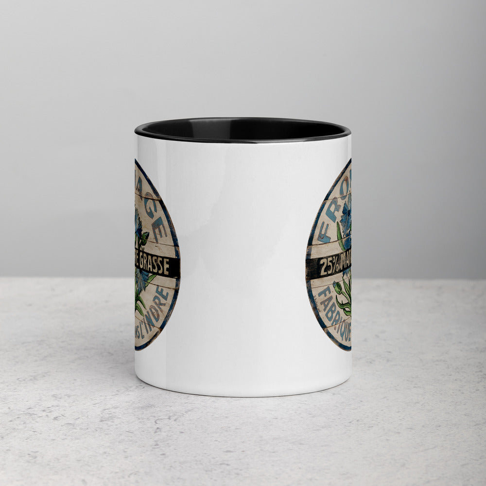 Blue and White Flower Mug with Color Inside