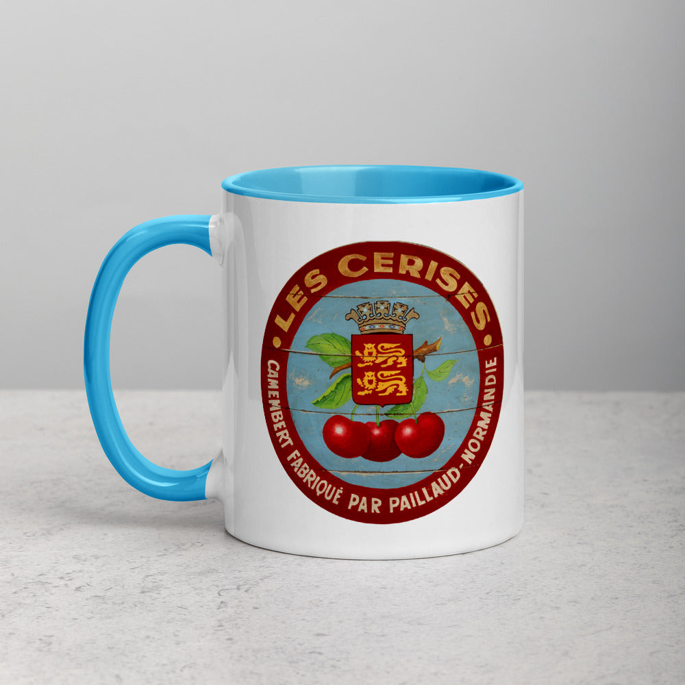 Cherries with red border Mug with Color Inside