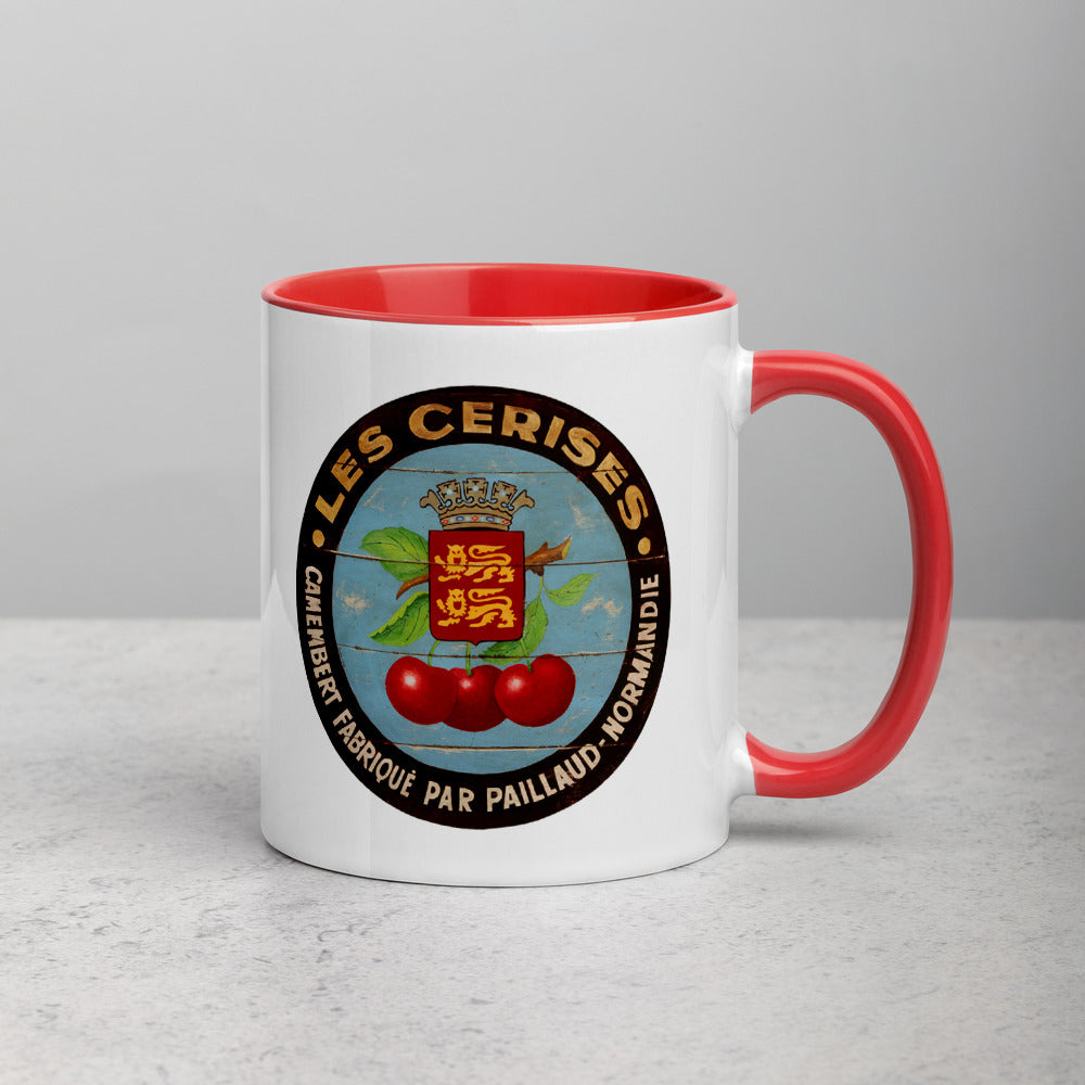 Red Cherries with black border Mug with Color Inside