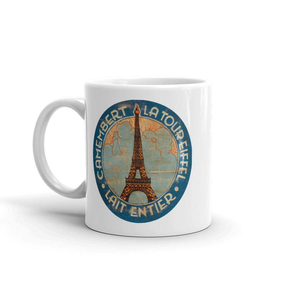 Eiffel Tower in Clouds White Glossy Mug