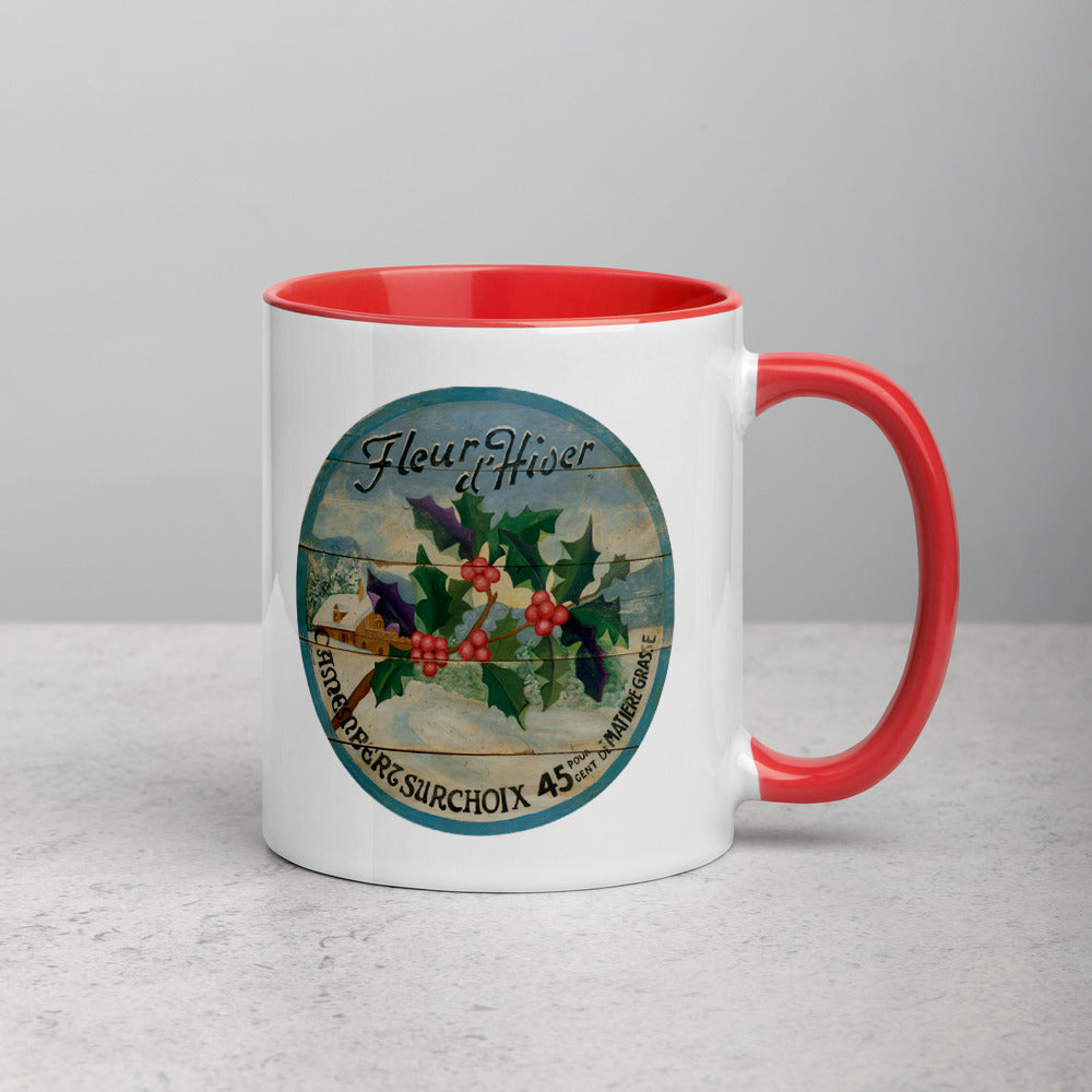 Winter Holly Mug with Color Inside