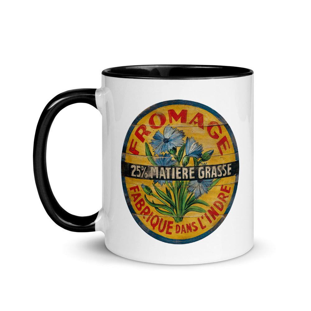Blue Flower on Yellow Mug with Color Inside