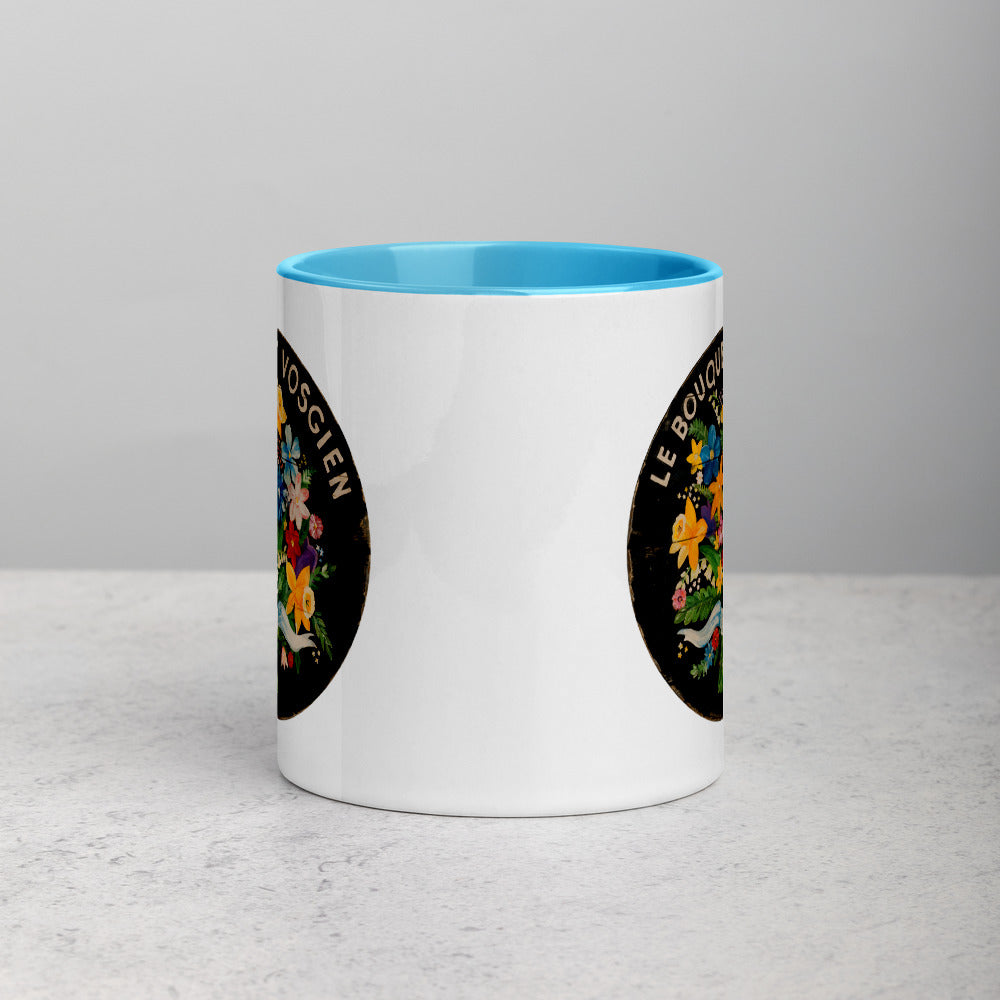 Bouquet of Flowers on Black Mug with Color Inside