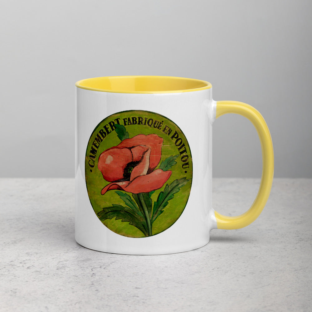 Pink Poppy Mug on green with Color Inside