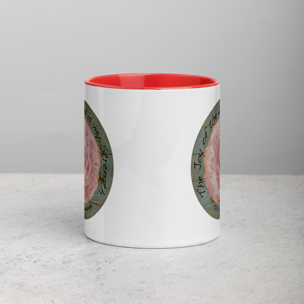 Pink Flower Joy Mug with Color Inside