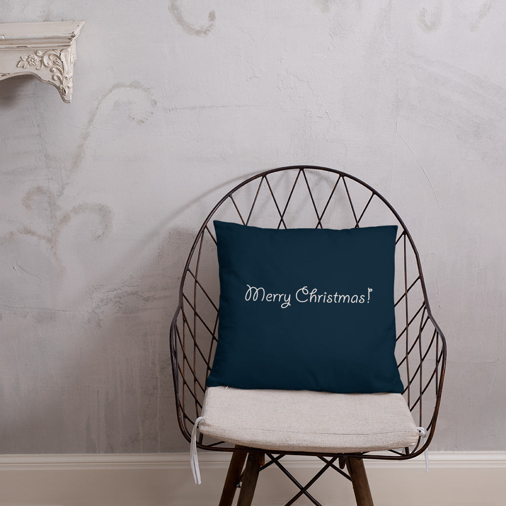 Christmas Star Throw Pillow on Blue 18 x 18