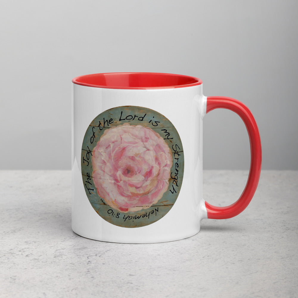 Pink Flower Joy Mug with Color Inside