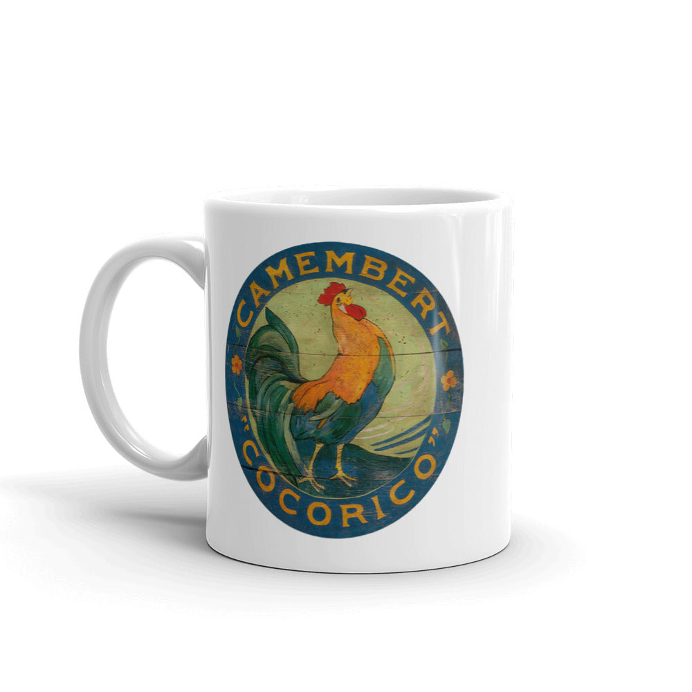 Blue Rooster White Glossy Mug