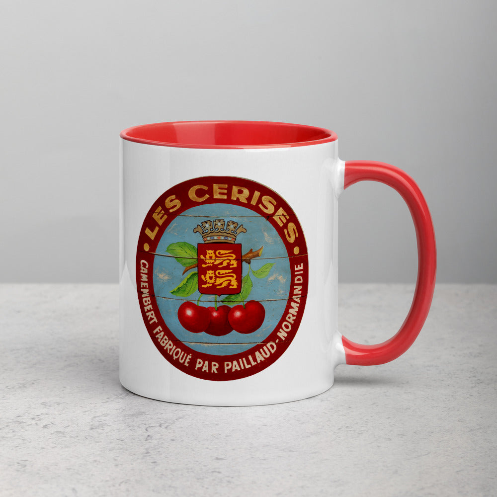 Cherries with red border Mug with Color Inside