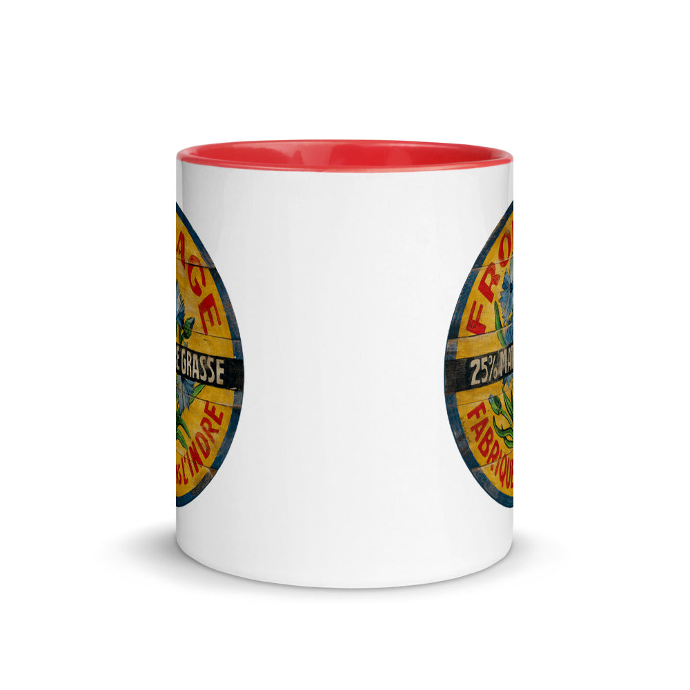 Blue Flower on Yellow Mug with Color Inside