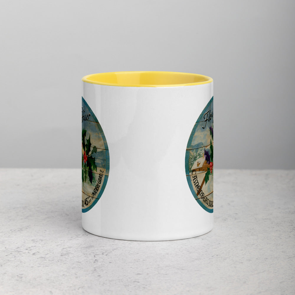 Winter Holly Mug with Color Inside
