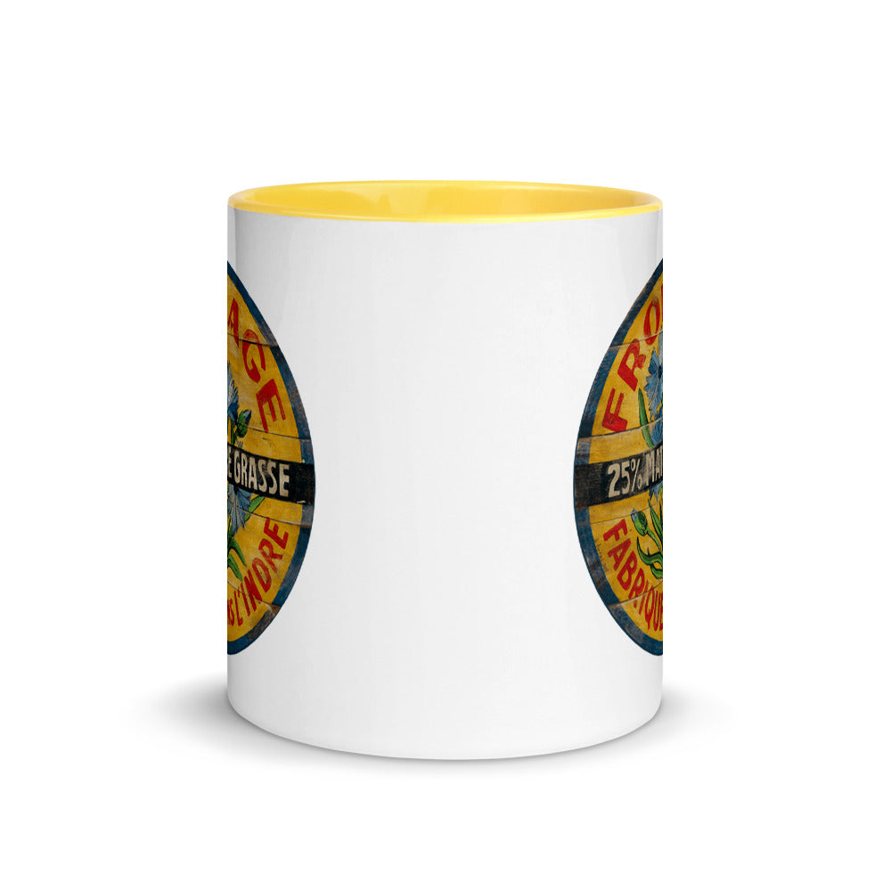 Blue Flower on Yellow Mug with Color Inside