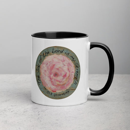 Pink Flower Joy Mug with Color Inside