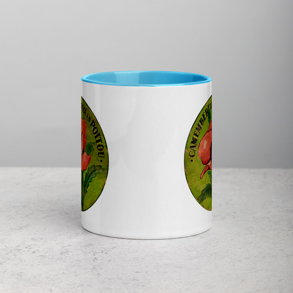 Pink Poppy Mug on green with Color Inside