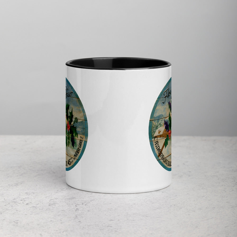 Winter Holly Mug with Color Inside