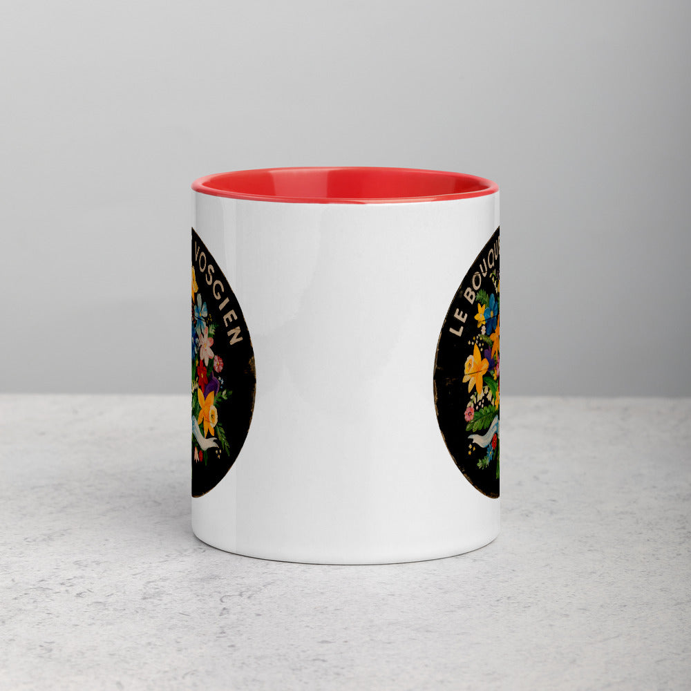 Bouquet of Flowers on Black Mug with Color Inside