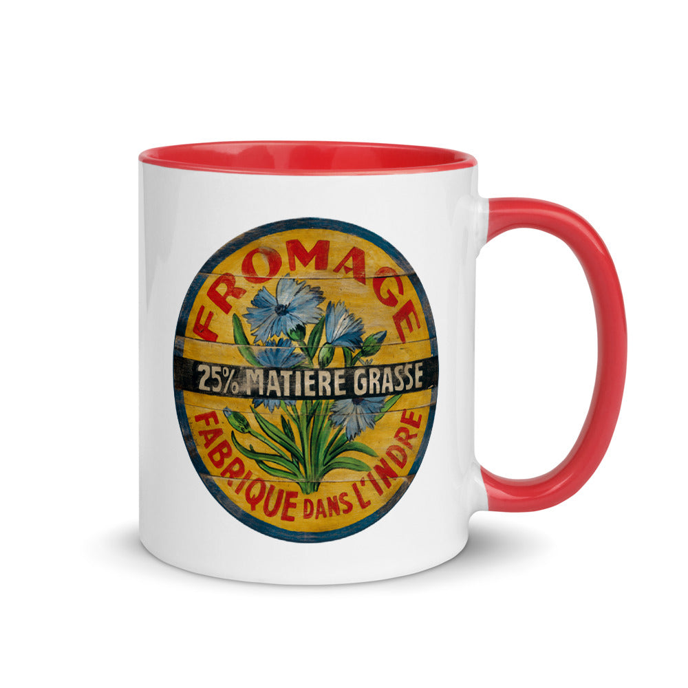 Blue Flower on Yellow Mug with Color Inside
