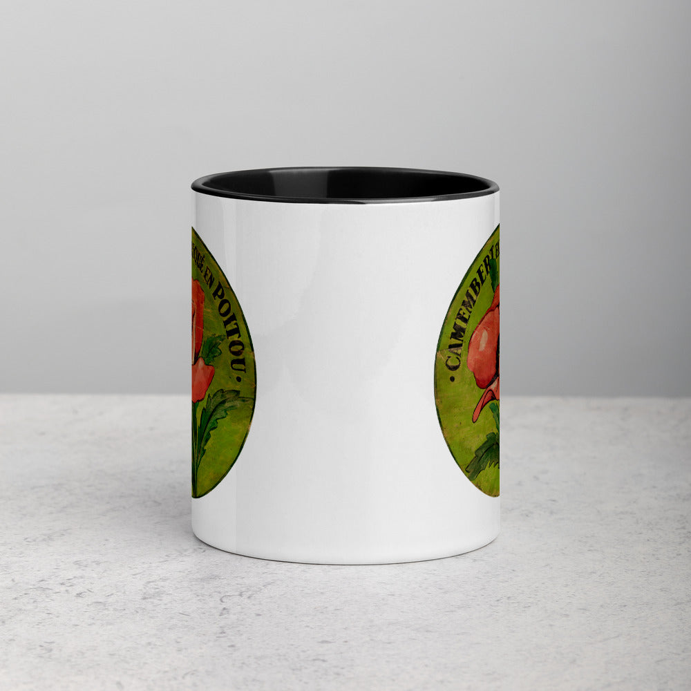 Pink Poppy Mug on green with Color Inside