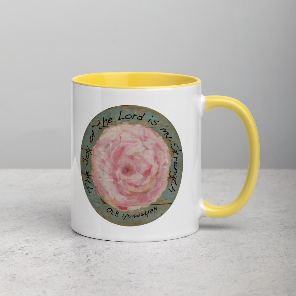 Pink Flower Joy Mug with Color Inside