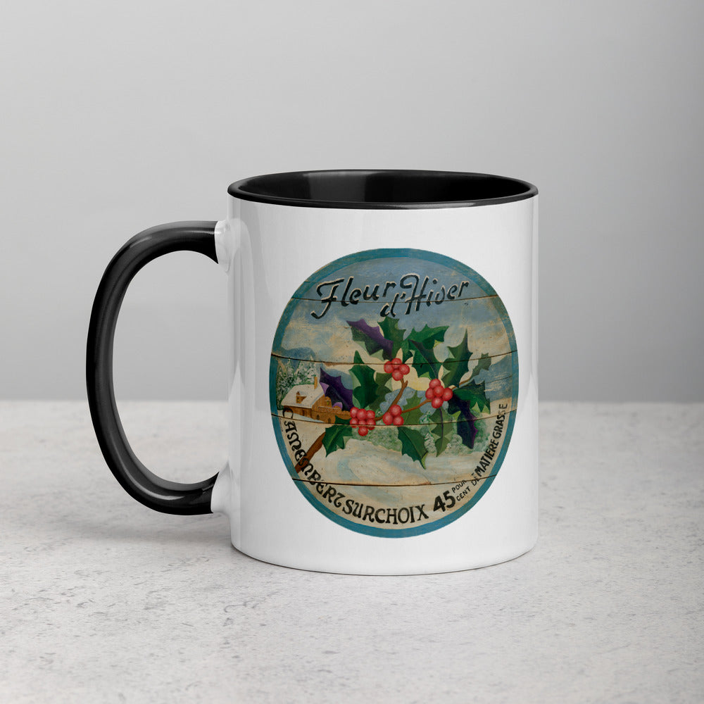 Winter Holly Mug with Color Inside