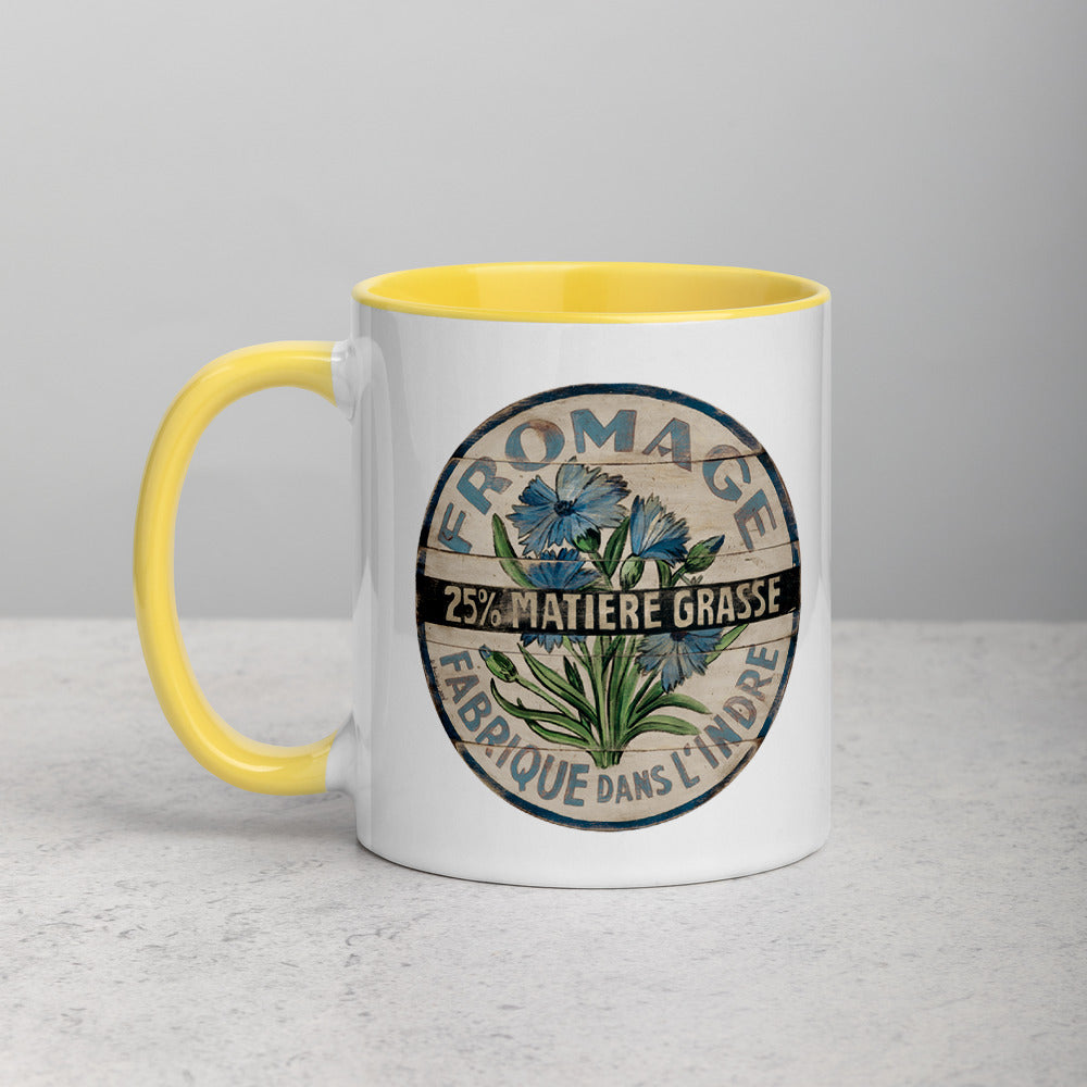 Blue and White Flower Mug with Color Inside