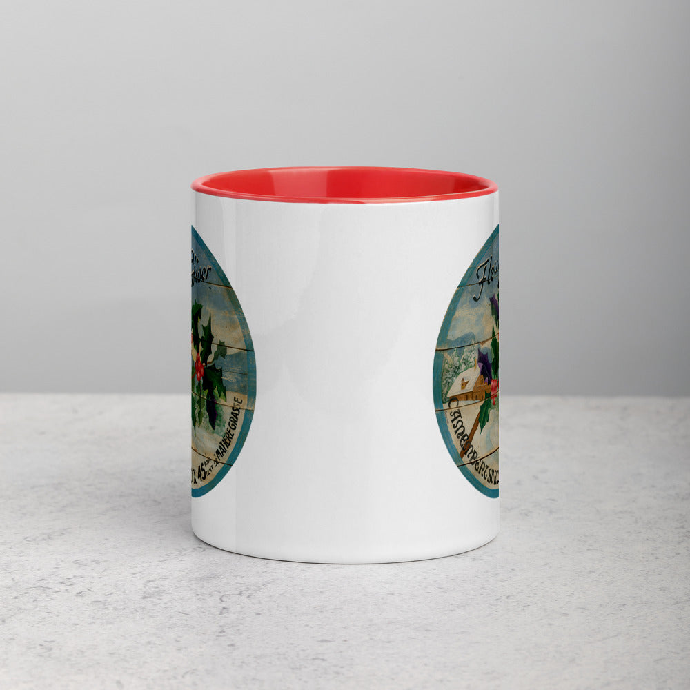 Winter Holly Mug with Color Inside