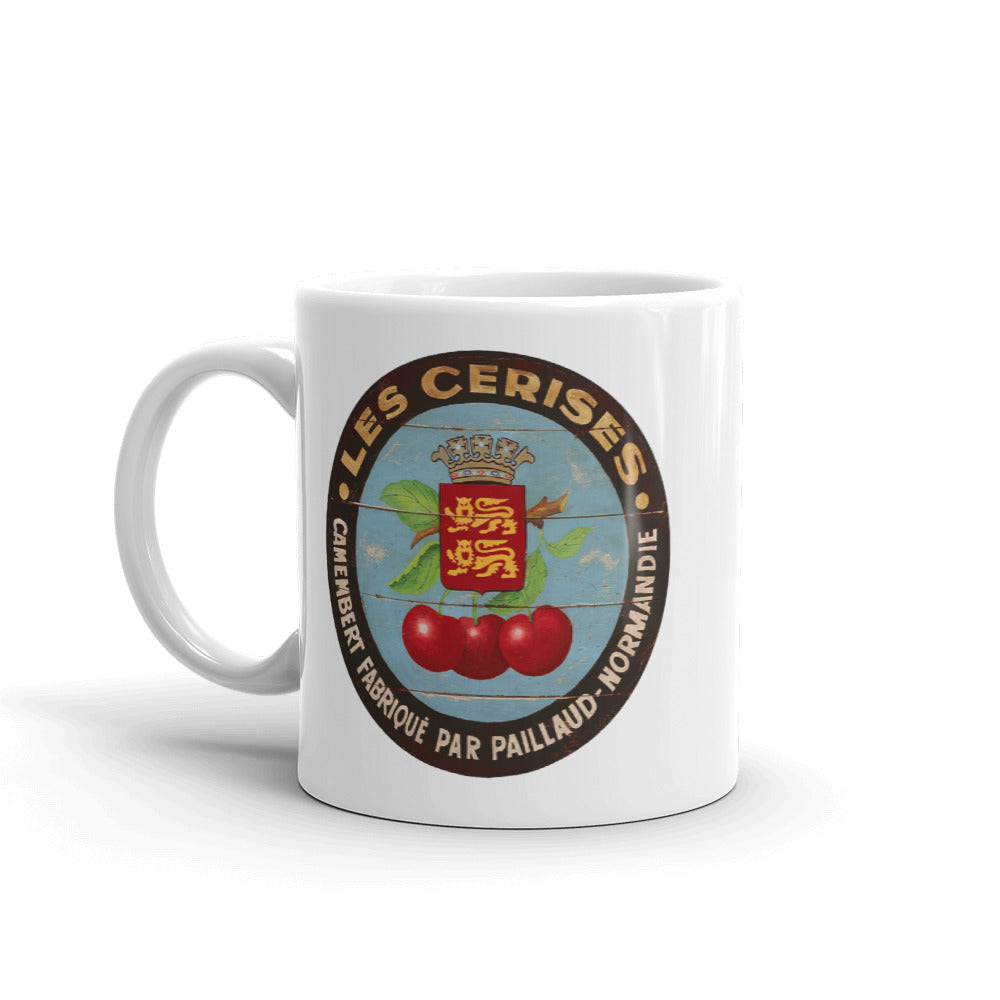 Red Cherries with Black Border White Glossy Mug