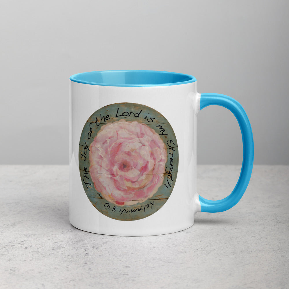 Pink Flower Joy Mug with Color Inside
