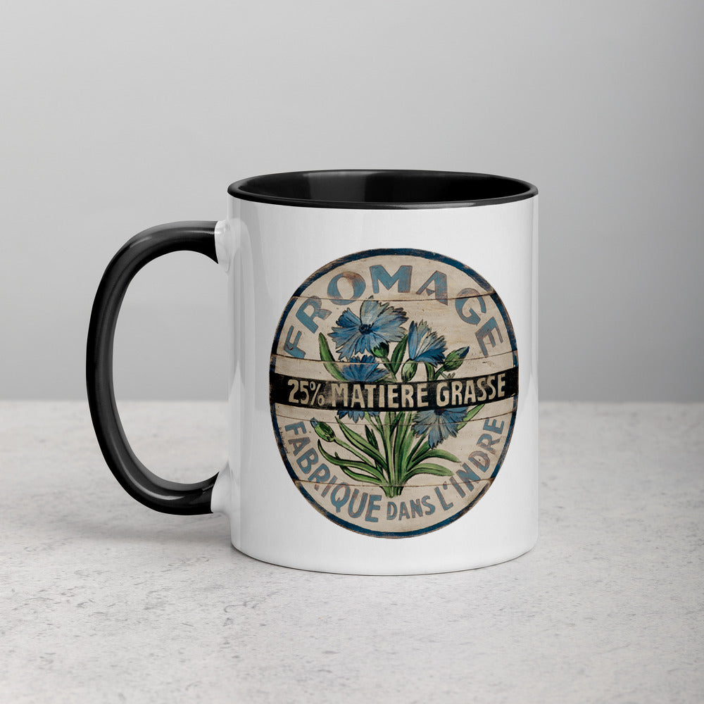 Blue and White Flower Mug with Color Inside