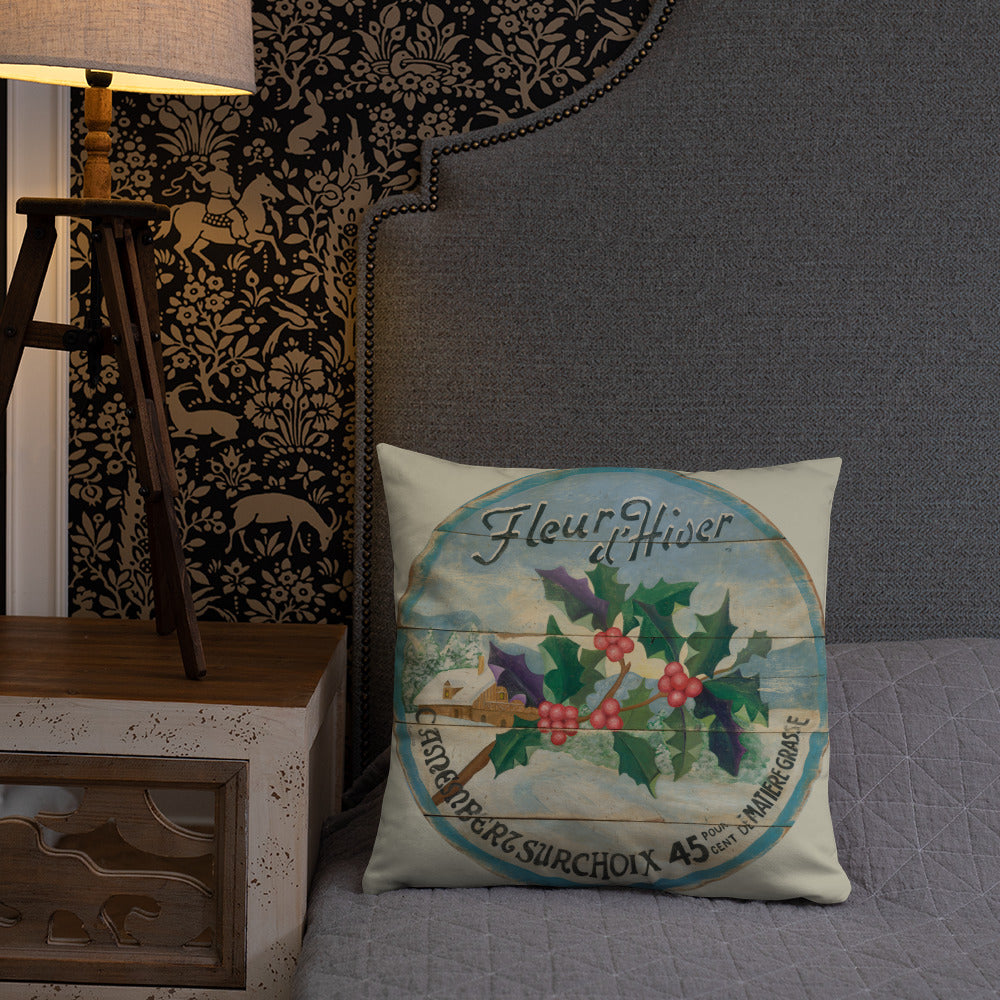 Winterberry Holly on Cream Pillow 18 x 18