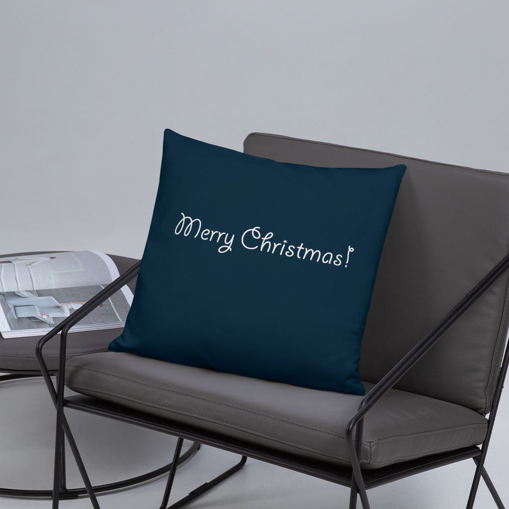 Christmas Star Throw Pillow on Blue 18 x 18