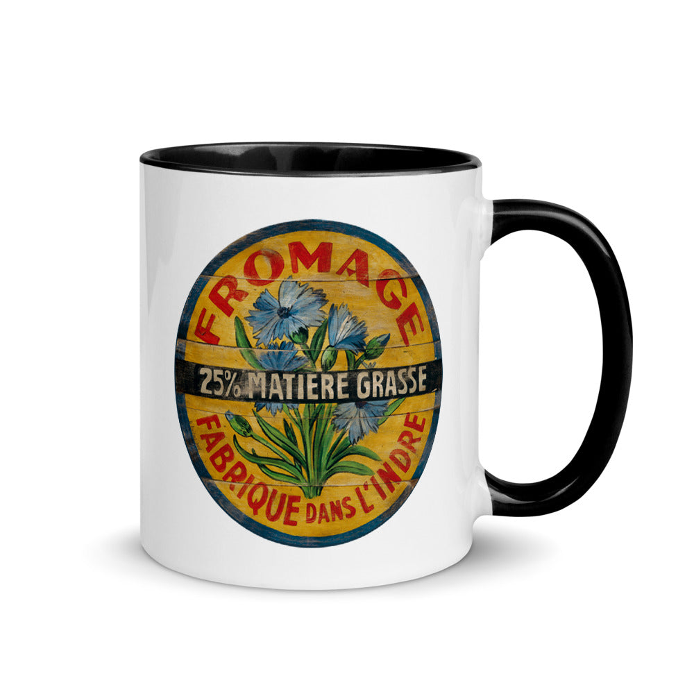 Blue Flower on Yellow Mug with Color Inside