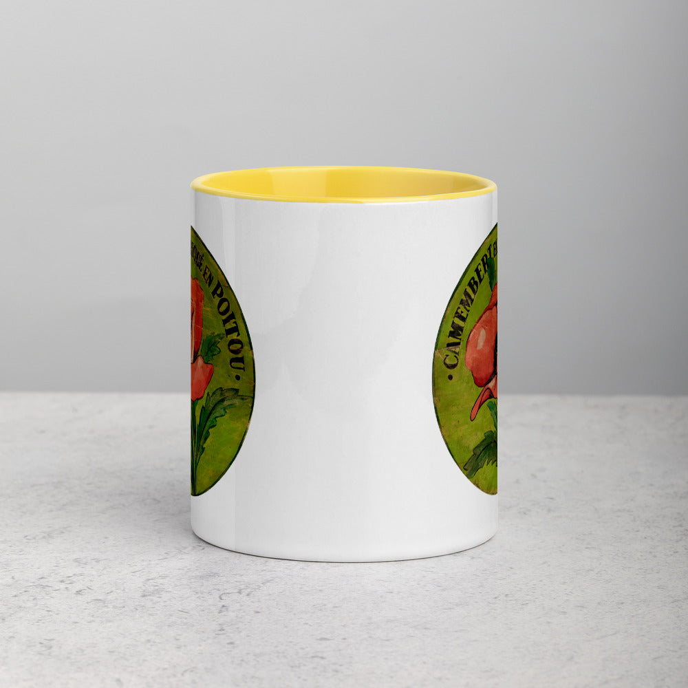 Pink Poppy Mug on green with Color Inside